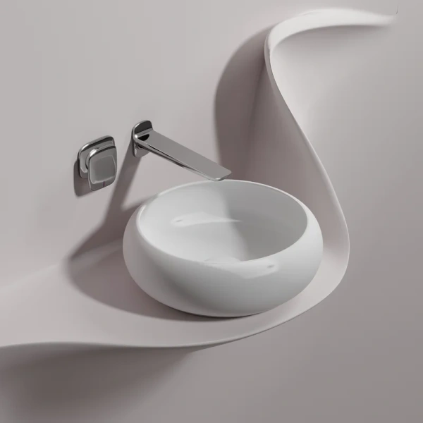 раковина ceramicanova element cn6050mw накладная, ø36 см, белая матовый