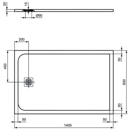душевой поддон 140×90 см ideal standard ultraflat s k8256fr белый