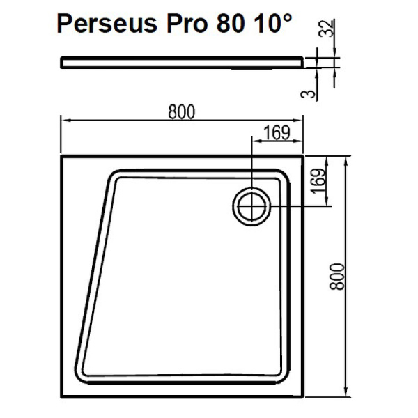 душевой поддон из искусственного камня ravak 10° perseus pro 80×80 xa054401010 белый