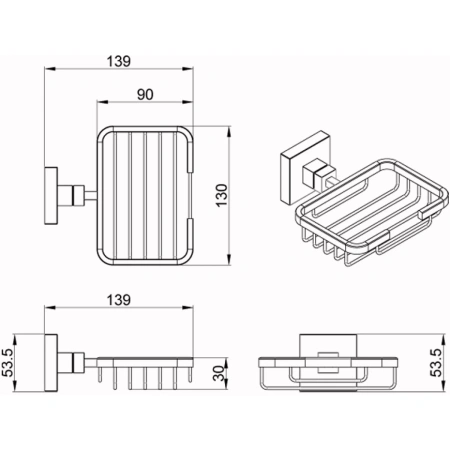 мыльница azario rina az-87009 хром