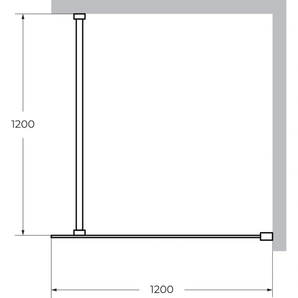 душевая перегородка cezares liberta 120 liberta-l-1-120-120-br-nero профиль черный матовый стекло бронзовое