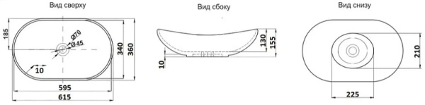 раковина накладная 61 см ceramalux 7811mw белый матовый