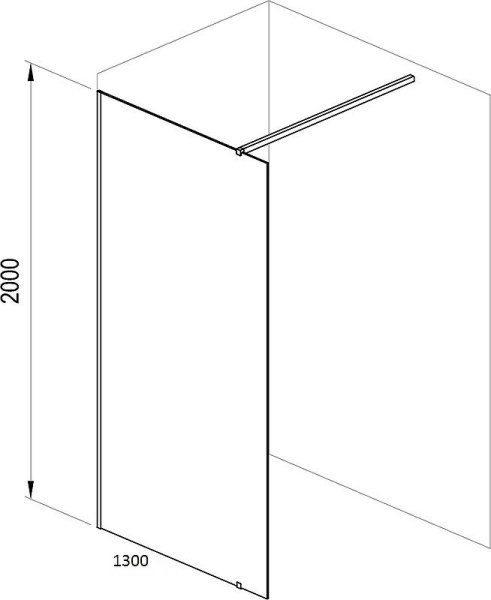 душевая перегородка ravak walk-in wall 130 gw9wj0300z1 профиль черный, стекло прозрачное