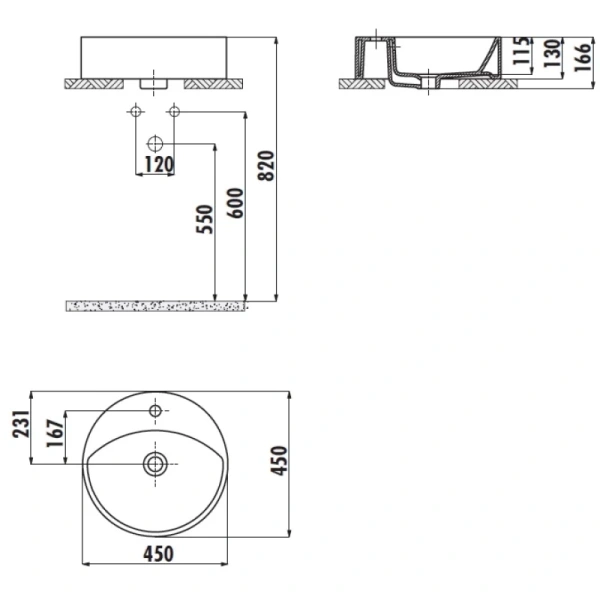 раковина накладная creavit mn145