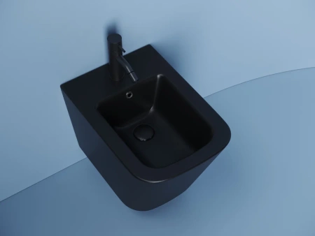 биде ceramicanova union cn4010mb подвесное, черное матовое