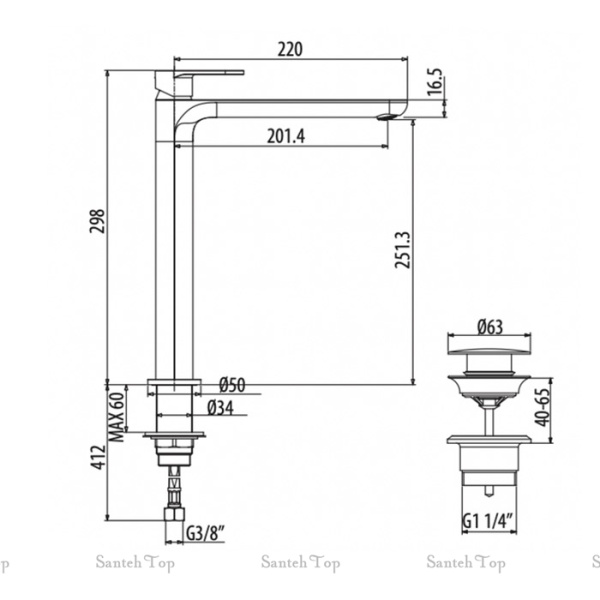 смеситель для раковины gattoni h2omix7000 7007070c0 высокий, хром глянцевый