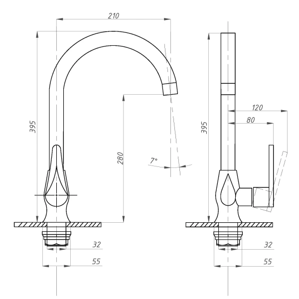 смеситель для кухни псм-профсан steel psm-303-3