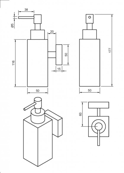Дозатор для мыла Cezares Prizma PRIZMA-SOIS-03/24 Золото 24 карат