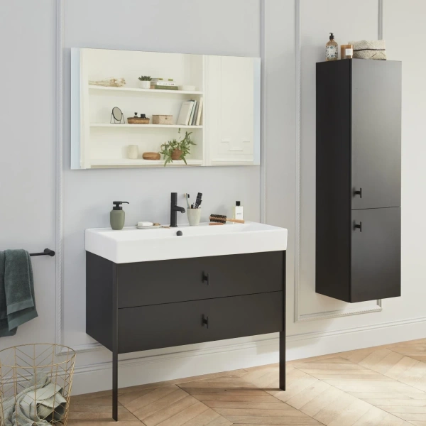 смеситель для раковины jacob delafon rivoli e24323-bl с донным клапаном, черный матовый