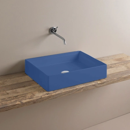 Раковина накладная 55 см ArtCeram Scalino SCL002 16 00, цвет blu zaffiro (синий сапфир)