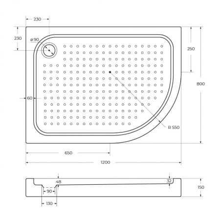 душевой поддон belbagno tray 120×80x15 tray-bb-rh-120/80-550-15-w-l белый l с антискользящим покрытием