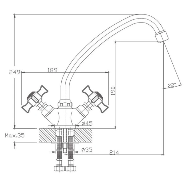 смеситель для кухни haiba hb4924 цвет хром