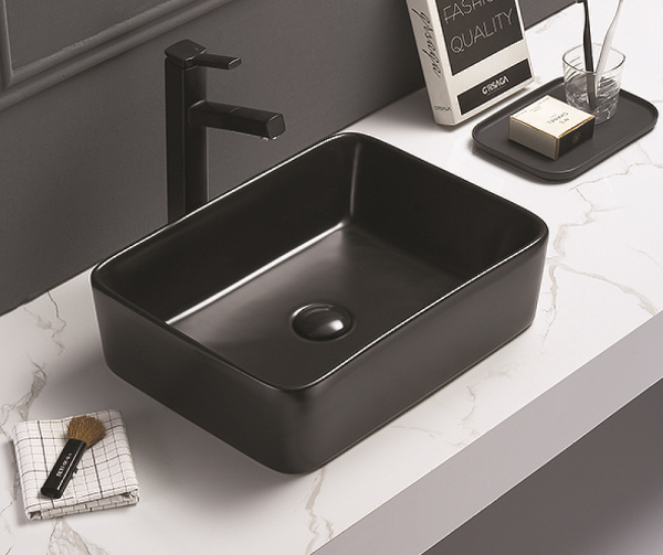 раковина в ванную накладная 47 см ceramalux 7050mb черно-матовая
