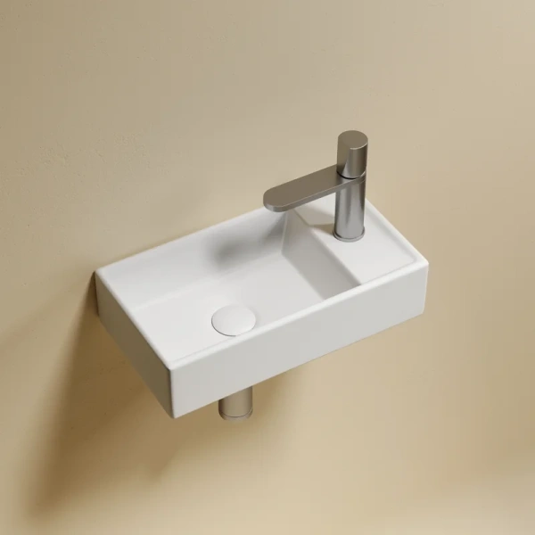 раковина ceramicanova element cn6051lmw подвесная, чаша слева, 41.7х21.7 см, белая матовая