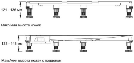 монтажный комплект jacob delafon flight neus e62525-ga от 140 см