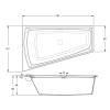 акриловая ванна riho still smart 170x110 led r b101010005, заполнение через перелив