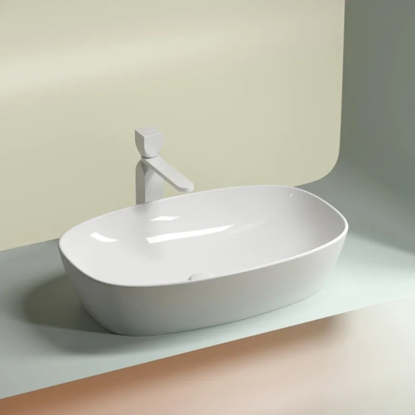 раковина ceramicanova element cn6049 накладная, 60x38 см, белая глянцевая
