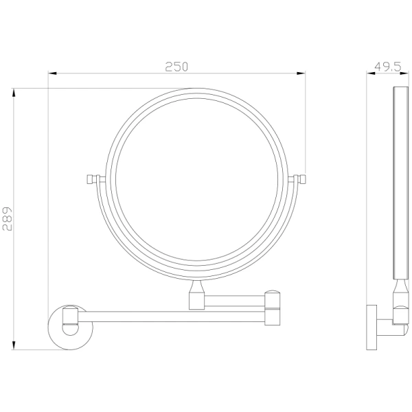 Зеркало косметическое Wonzon & Woghand Easy WW-8158 настенное, хром