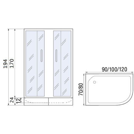 душевой уголок river don 100x80 mt l 10000008308 с поддоном