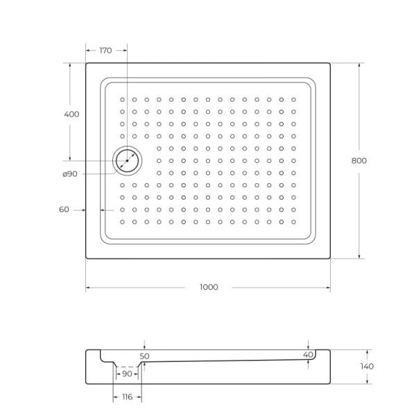 акриловый поддон 100x80 см cezares tray-a-ah-100/80-15-w