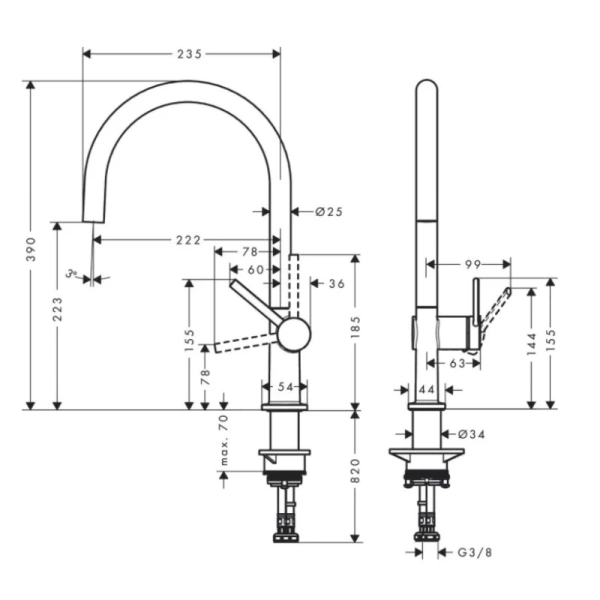 смеситель для кухни hansgrohe talis m54 72843000