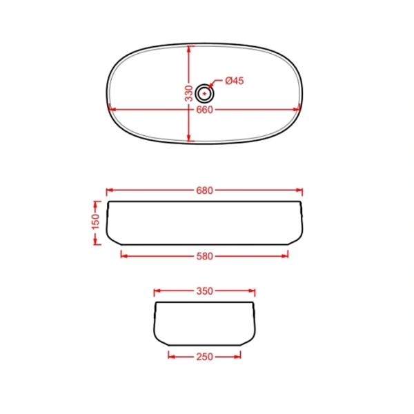 раковина artceram cognac quadro col005 17 00 накладная, без отв., без перелива, на столешницу, saniglaze, 68х35хh15 см, черный матовый