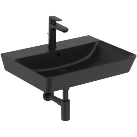 раковина накладная ideal standard silk black connect air 60 см, e0298v3 черная