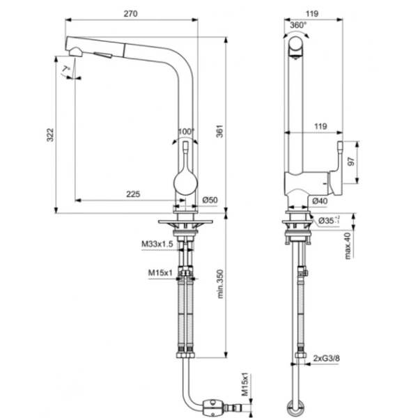 смеситель для кухни ideal standard ceralook bc178gn