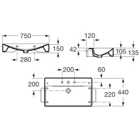 раковина 75x44 см roca diverta 327110000