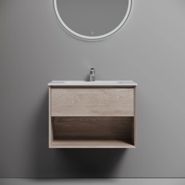 тумба под раковину sancos marmi 1.0 mr1.070eg 69 см, подвесная, дуб галифакс