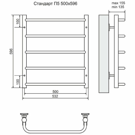 полотенцесушитель водяной terminus стандарт п5 500x596 4670030725295