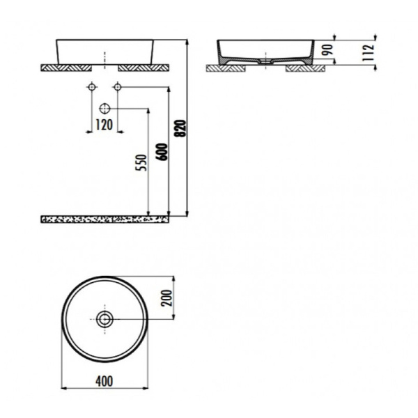 раковина-чаша creavit loop 40 lp140-00cb00e-0000, белая