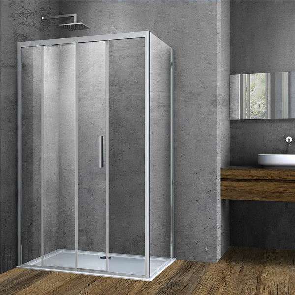 душевой уголок vincea soft 160×90 vsr-3so9016cl профиль хром, стекло прозрачное