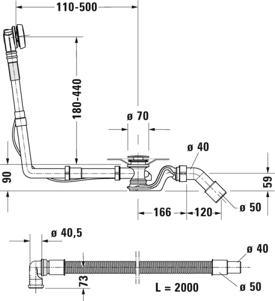 слив-перелив duravit 792208000001000 хром