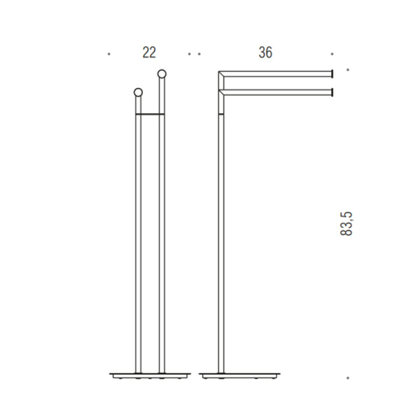 Стойка напольная с двойным п|держателем хh83,5*36cм D22cм Colombo Design Mini B4038.OM, PVD золото матовое
