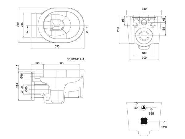 унитаз подвесной безободковый scarabeo bucket 8812/cl, без сиденья, цвет белый.