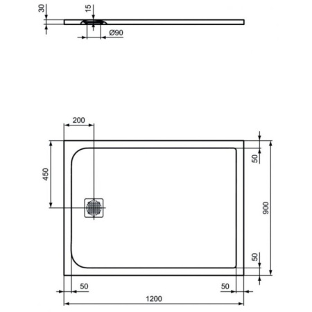 душевой поддон 120×90 см ideal standard ultraflat s k8230fv черный