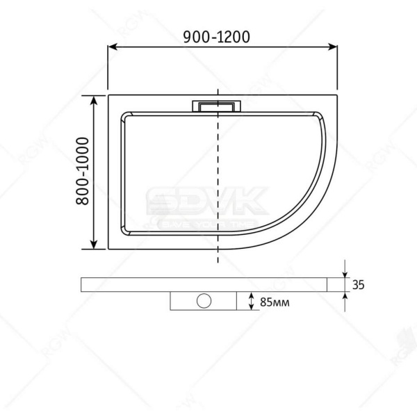 душевой поддон из искусственного камня rgw gws-41r 120×90 03150492-01r белый