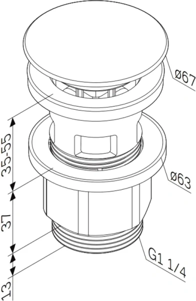донный клапан am.pm f0700p22 клик клак, черный матовый