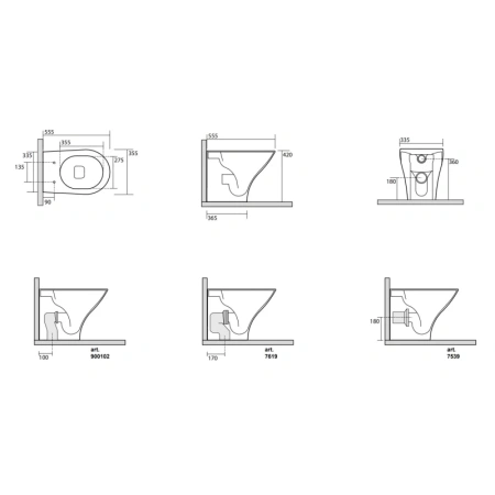 унитаз приставной kerasan aquatech 371801 безободковый, без сиденья, цвет белый
