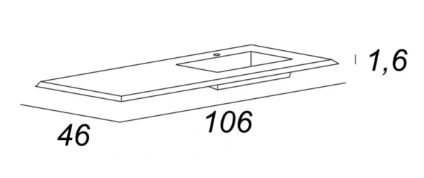 раковина накладная 100 cezares bellagio 50214, правосторонняя, белая