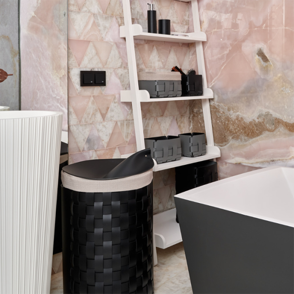 Корзина ADJ Bottega 2035.01/03 для мусора, круглая Ø22xH35 см, черный/серый