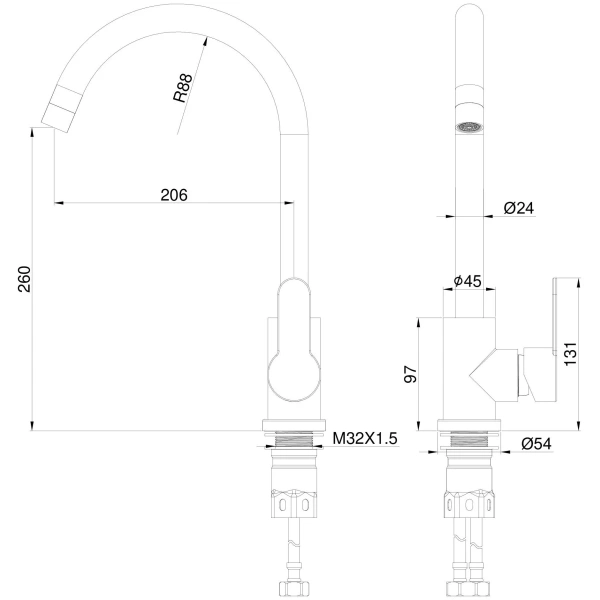 смеситель для кухни wonzon & woghand, брашированный никель (ww-ae4554-bs)