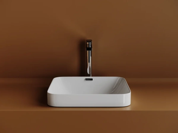 раковина встраиваемая сверху ceramicanova element квадратная 438x438x172 мм с переливом цвет белый cn6077