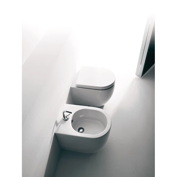 унитаз kerasan flo 311601 приставной, с креплением, без сидения, 52x36 см, bianco lucido