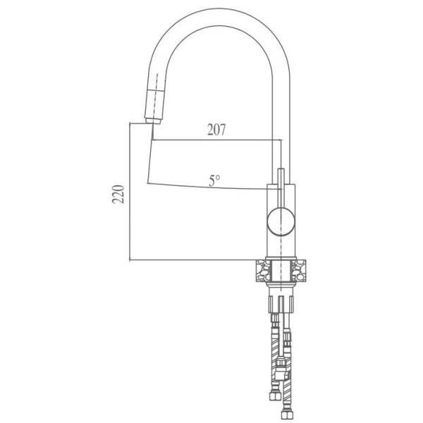 смеситель для кухни haiba hb70304-5 цвет нержавеющая сталь