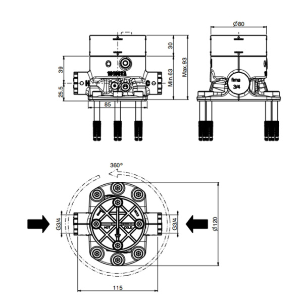 внутренняя часть напольного смесителя для ванны fima carlo frattini f3020