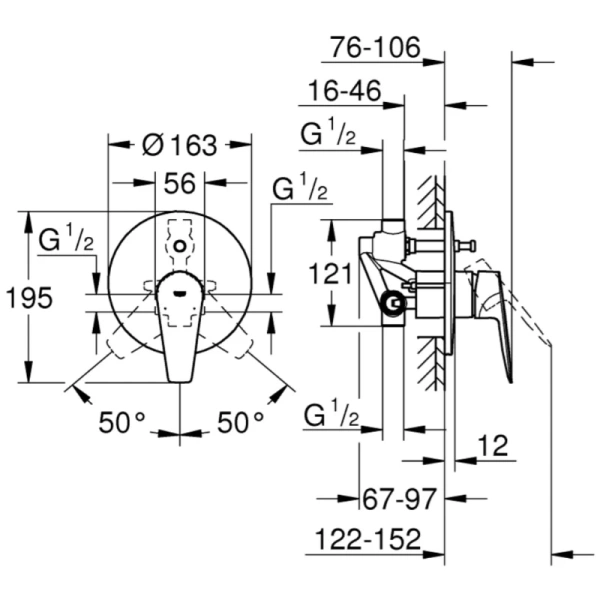 смеситель для ванны grohe bauedge new 29079001