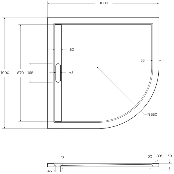 душевой поддон из литьевого мрамора 100x100 см cezares tray-as-r-100-30-w