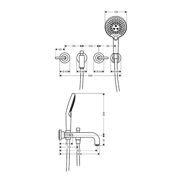 смеситель для ванны axor citterio 39448000